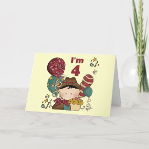 4th Birthday Cowboy Tshirts and Gifts Card