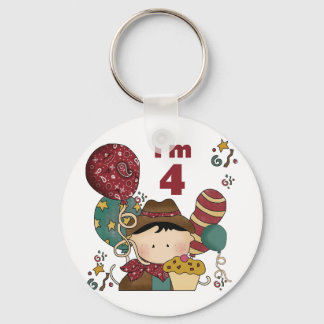 4th Birthday Cowboy Tshirts and Gifts Key Ring