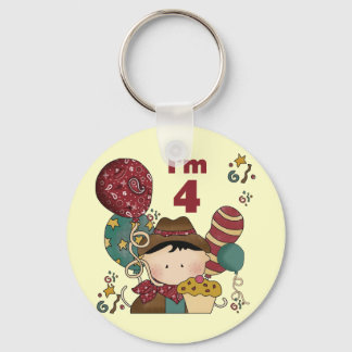 4th Birthday Cowboy Tshirts and Gifts Key Ring