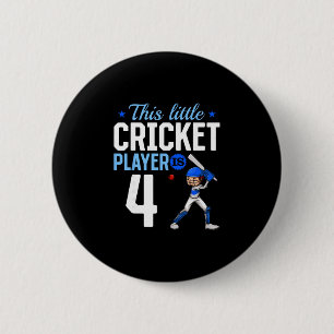 4th Birthday Cricket Player  6 Cm Round Badge