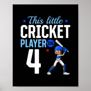 4th Birthday Cricket Player  Poster