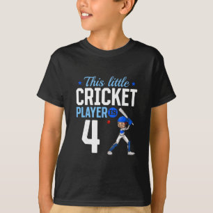 4th Birthday Cricket Player  T-Shirt