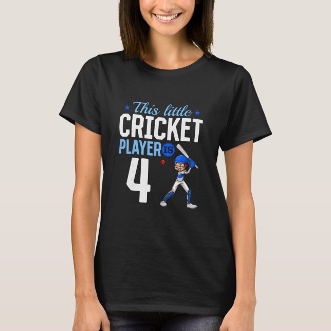 4th Birthday Cricket Player  T-Shirt (Front)