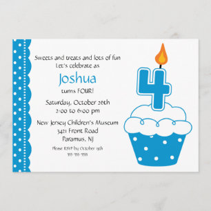 4th Birthday Cupcake Invitation
