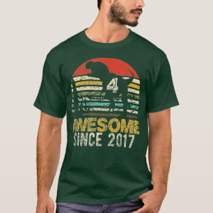 4th Birthday Dinosaur 4 Year Old Boy Kids Awesome  T-Shirt