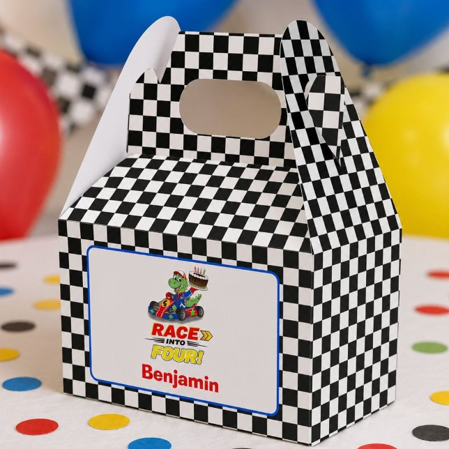 4th Birthday Dinosaur Race Car Ready Set  Favour Box (Creator Uploaded)