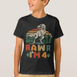 4th Birthday Dinosaur T Rex Rawr I'm 4 For Boys T-Shirt<br><div class="desc">A nice 4th birthday design featuring a dinosaur t rex that says "Rawr I'm 4" for son,  grandson,  turning four years old and any young paleontologist who loves dinosaurs.</div>