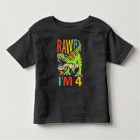 4th Birthday Dinosaur T Rex Rawr I'm 4 For Boys
