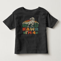4th Birthday Dinosaur T Rex Rawr I'm 4 For Boys