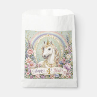 4th Birthday Elegant Unicorn Rainbow Favour Bags