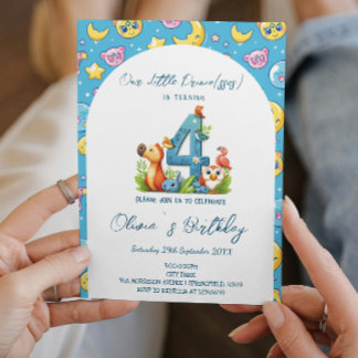 4th Birthday Fairy Tale Cute illustration Party Invitation
