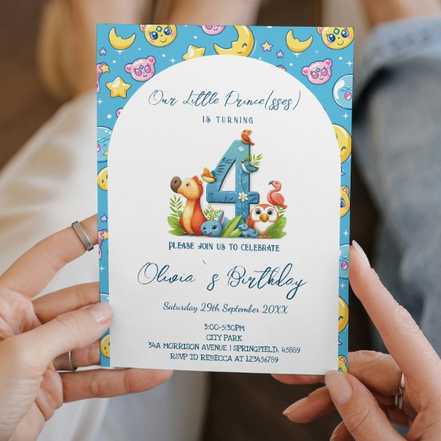 4th Birthday Fairy Tale Cute illustration Party Invitation (Creator Uploaded)