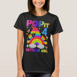 4th Birthday Fidget Toy Pop It Birthday Girl 4 Yea T-Shirt