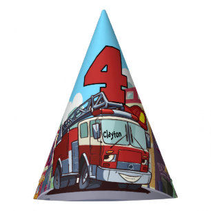 4th Birthday Fire Truck Party Hat