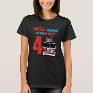 4th Birthday Firefighter Birthday 4 Year Old Boy F T-Shirt