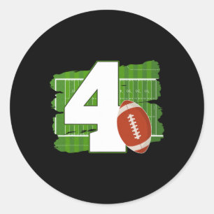 4th Birthday Football Theme 4 Year Old Football Lo Classic Round Sticker