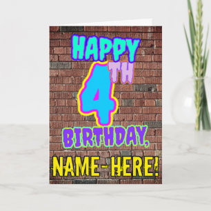 4th Birthday - Fun, Urban Graffiti Inspired Look Card