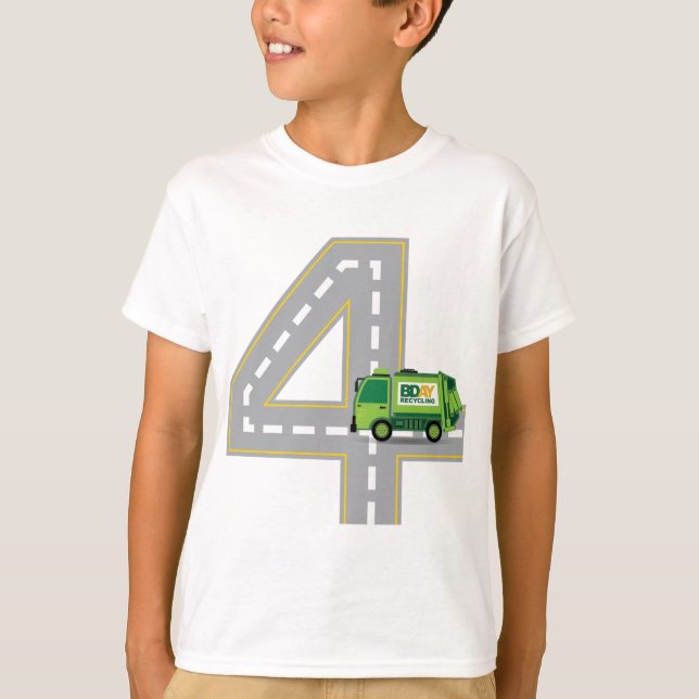 4th Birthday Garbage Truck T-Shirt (Front)