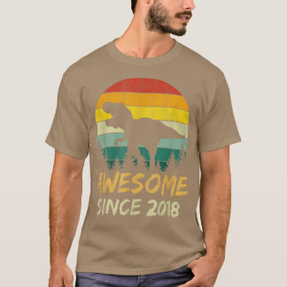 4th Birthday Gift Boy Dinosaur 4 Year Old Awesome  T-Shirt