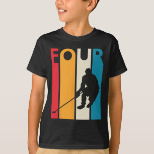 4th Birthday Gift Four Vintage Hockey Birthday 4 Y T-Shirt