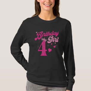 4th Birthday Girl Crown 4 Years Old Bday T-Shirt