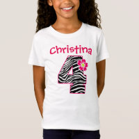 4th Birthday Girl Hot Pink & Black Zebra Pattern