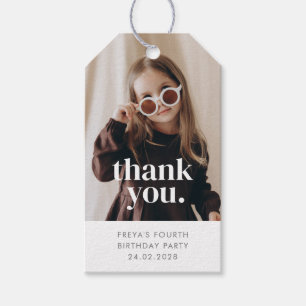 4th Birthday Girl Photo Thank You  Gift Tags