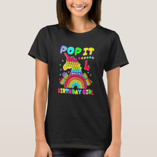 4th Birthday Girl Pop It Fidget Toy 4 Year Old Bir T-Shirt