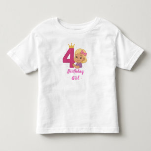 4th Birthday Girl Toddler Fine Jersey T-Shirt