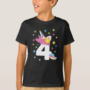 4th Birthday Girl Unicorn 4 Year Old Toddler T-Shirt