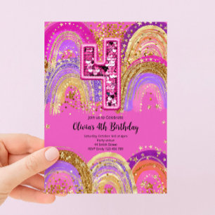 4th Birthday Girls Invitation