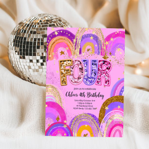 4th Birthday Girls Party Invitation