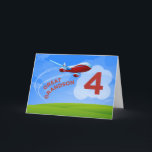 4th Birthday, Great Grandson, Red Aeroplane Card<br><div class="desc">Zoom in for birthday greetings for your great grandson on his 4th birthday! He will love this special card that says great grandson on the front.</div>