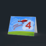 4th Birthday, Great Grandson, Red Aeroplane Card<br><div class="desc">Zoom in for birthday greetings for your great grandson on his 4th birthday! He will love this special card that says great grandson on the front.</div>