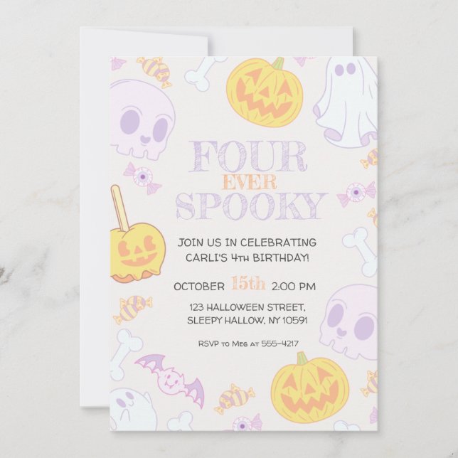 4th Birthday Halloween Party Invitation (Front)