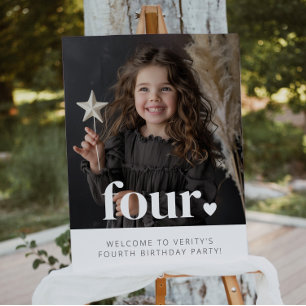 4th Birthday Heart Photo Welcome Sign