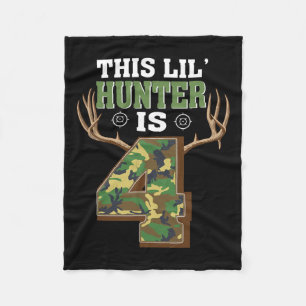4th Birthday Hunting Deer 4 Year Old Hunter 1  Fleece Blanket
