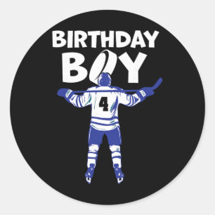 4th Birthday Ice Hockey Boy 4 Year Old Hockey Play Classic Round Sticker