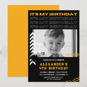 4th birthday invitations boy Photo Spray paint