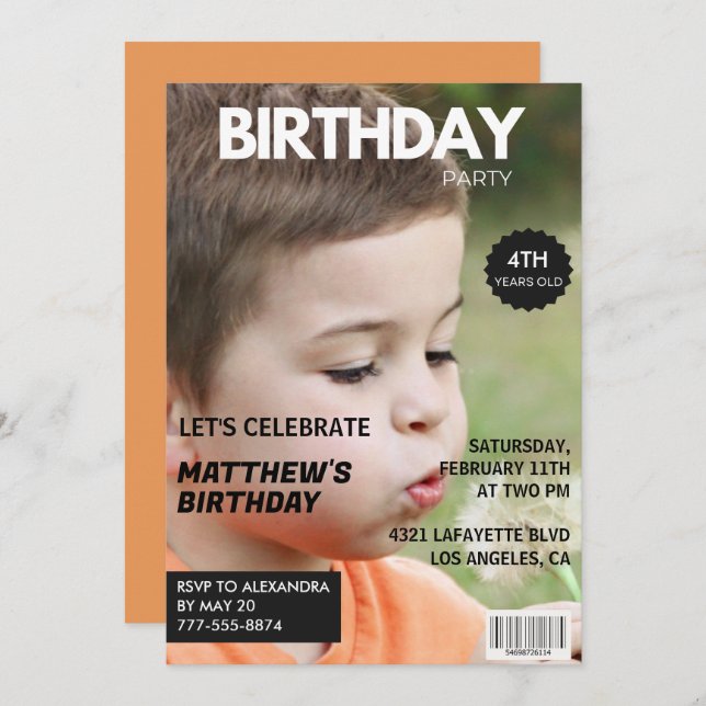 4th birthday invitations for him Magazine Cover (Front/Back)