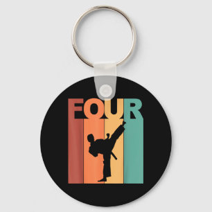 4th Birthday Karate Taekwondo Theme 4 Year Old Key Ring