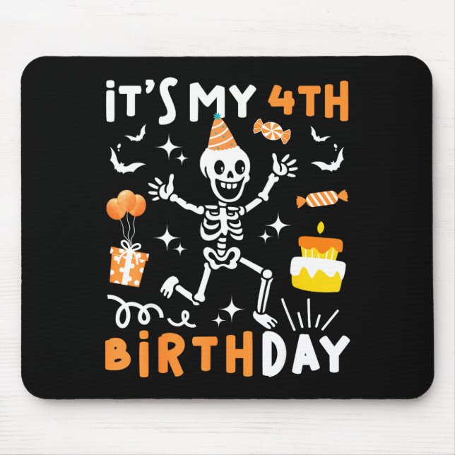 4th birthday kids funny skeleton 4th birthday mouse pad (Front)