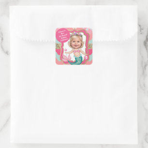 4th Birthday Mermaid-Themed Celebration Square Sticker