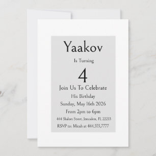 4th Birthday Minimalistic Simple Modern Elegant Invitation