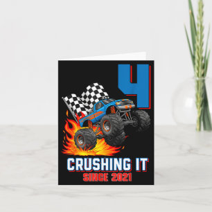 4th Birthday Monster Truck 4 Year Old Boy Born 202 Card