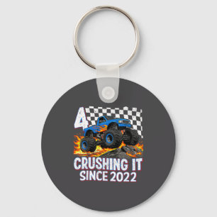 4th Birthday Monster Truck 4 Year Old Boys Party B Key Ring