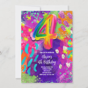 4th Birthday Painting Party Invitation