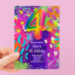 4th Birthday Painting Party Invitation