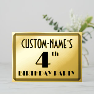 4th Birthday Party — Art Deco Look “4” + Name