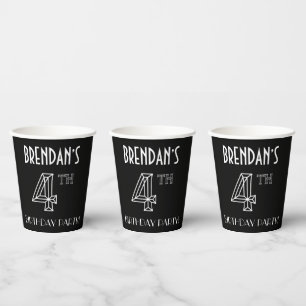 4th Birthday Party: Art Deco Style + Custom Name Paper Cups